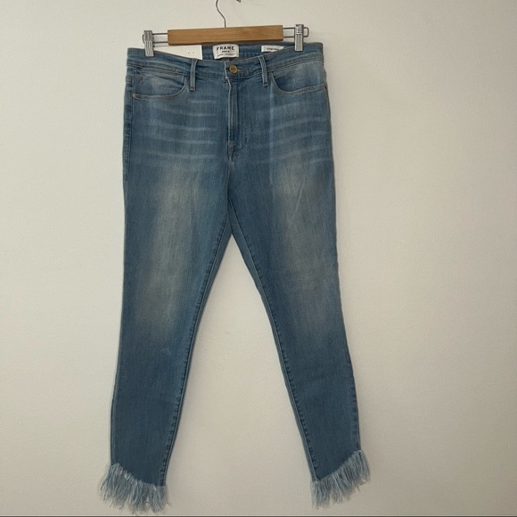 FRAME Le High Skinny Shredded Raw Hem Eling Jeans - Picture 4 of 9